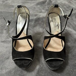 Michael Kors - black suede and silver mirrored heel